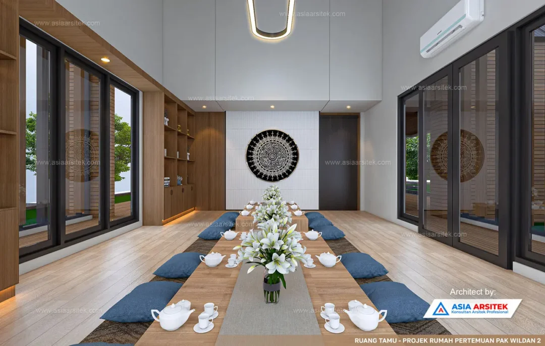 Jasa Arsitek Desain Rumah Pertemuan Scandinavian 2 Lantai di Sukabumi Living Room