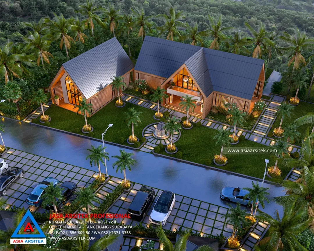 Jasa Arsitek Desain Rumah Pertemuan Scandinavian 2 Lantai di Sukabumi Tampak Atas
