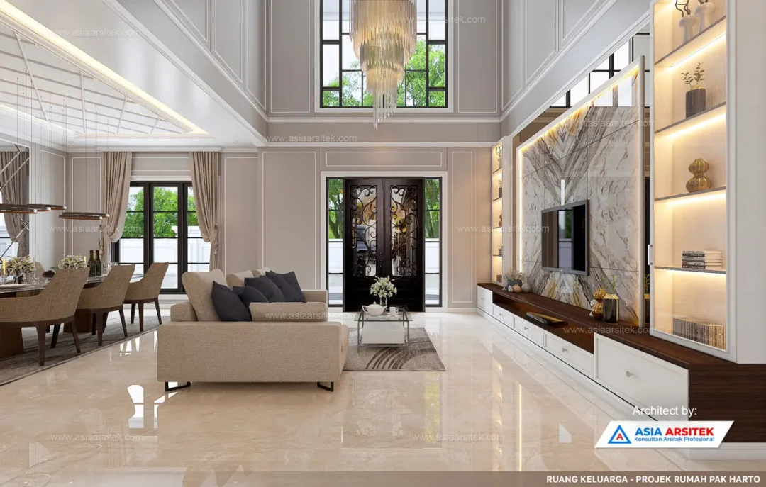 Jasa Arsitek Desain Rumah Tropis 2 Lantai di Bogor Jawa Barat ruang bersama