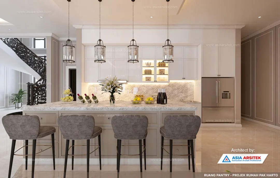 Jasa Arsitek Desain Rumah Tropis 2 Lantai di Bogor Jawa Barat pantry