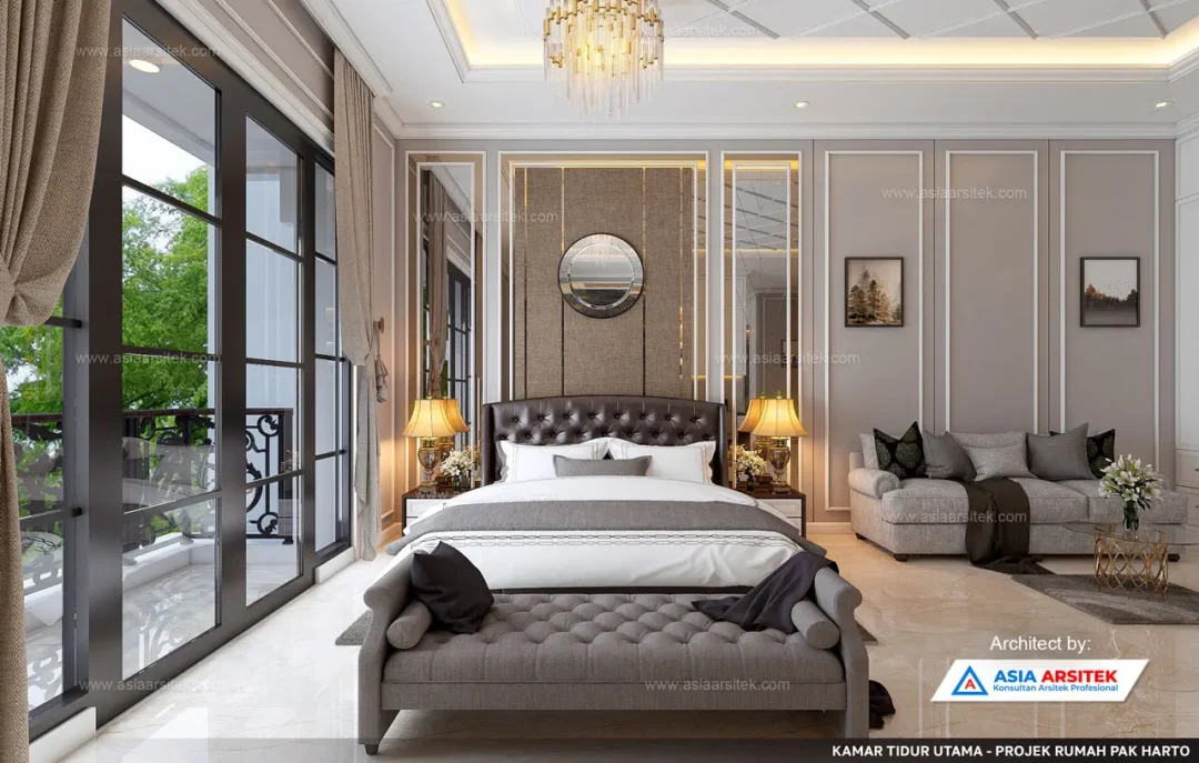 Jasa Arsitek Desain Rumah Tropis 2 Lantai di Bogor Jawa Barat kamar tidur utama