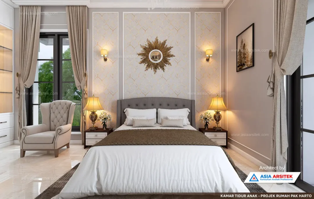 Jasa Arsitek Desain Rumah Tropis 2 Lantai di Bogor Jawa Barat kamar tidur anak