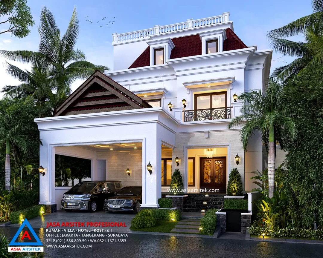 Jasa Arsitek Desain Rumah Tropis 2 Lantai di Sentul Bogor tampak depan