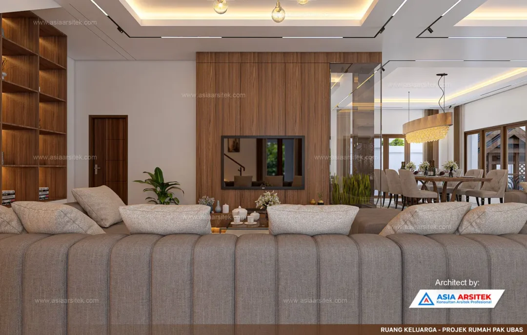 Jasa Arsitek Desain Rumah Tropis 2 Lantai di Sentul Bogor ruang keluarga