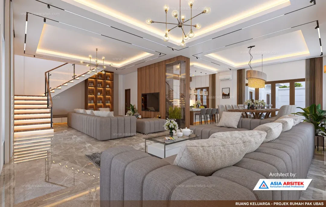 Jasa Arsitek Desain Rumah Tropis 2 Lantai di Sentul Bogor ruang bersama