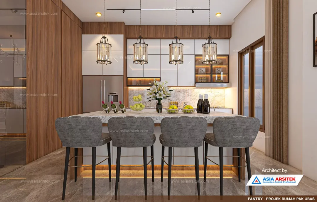 Jasa Arsitek Desain Rumah Tropis 2 Lantai di Sentul Bogor pantry
