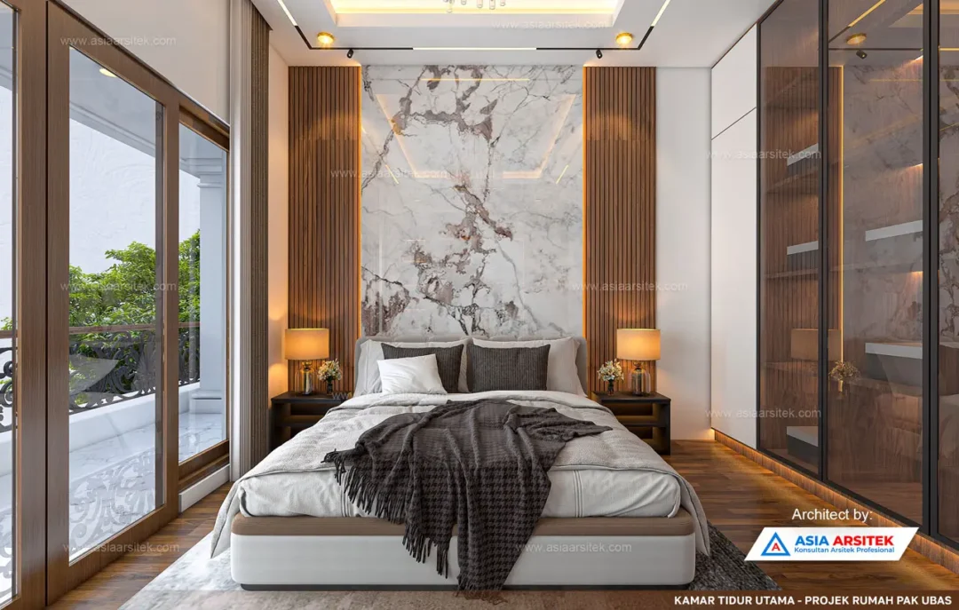 Jasa Arsitek Desain Rumah Tropis 2 Lantai di Sentul Bogor kamar tidur utama
