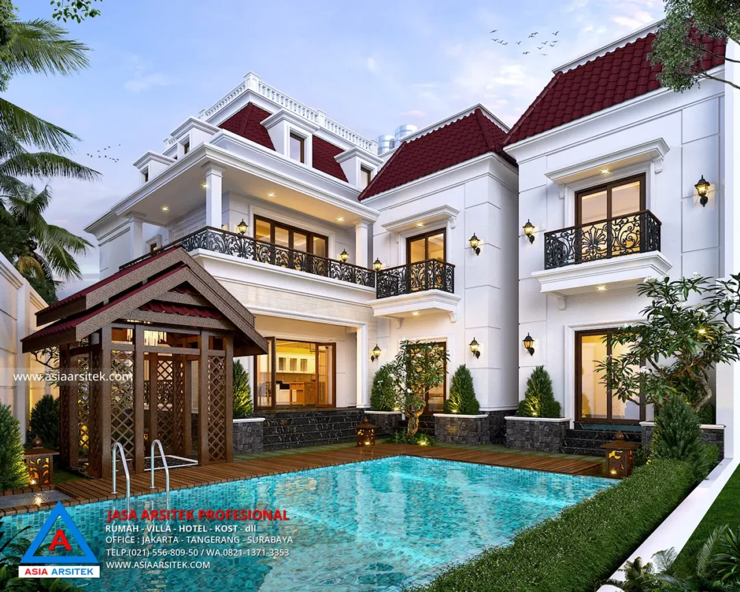 Jasa Arsitek Desain Rumah Tropis 2 Lantai di Sentul Bogor backyard