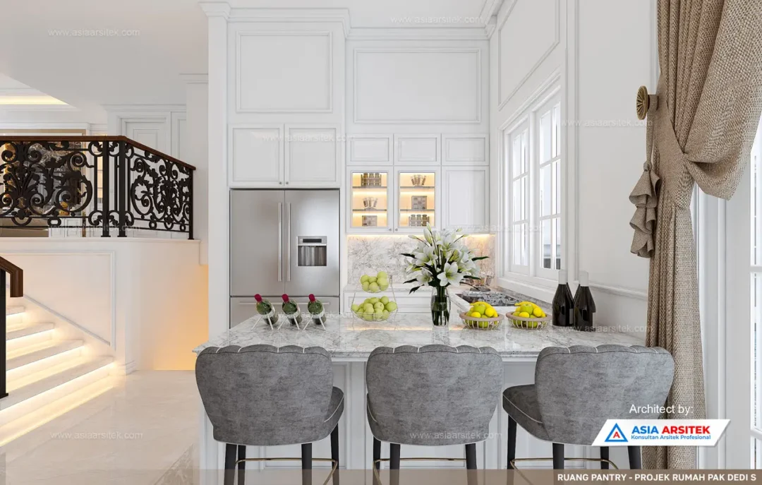 Jasa Desain Rumah Mewah Klasik di Palembang pantry
