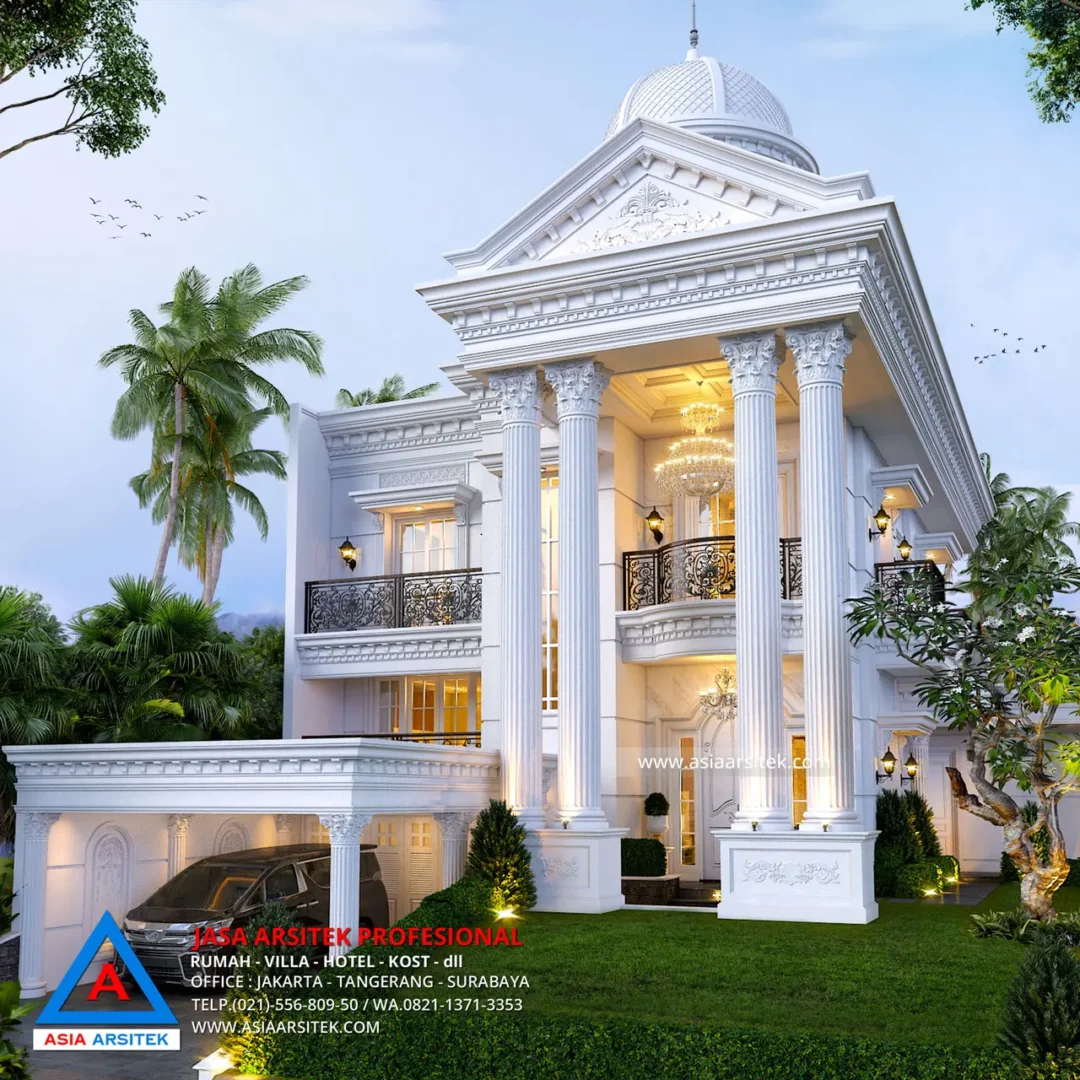 Jasa Desain Rumah Mewah Klasik di Palembang Tampak Kanan