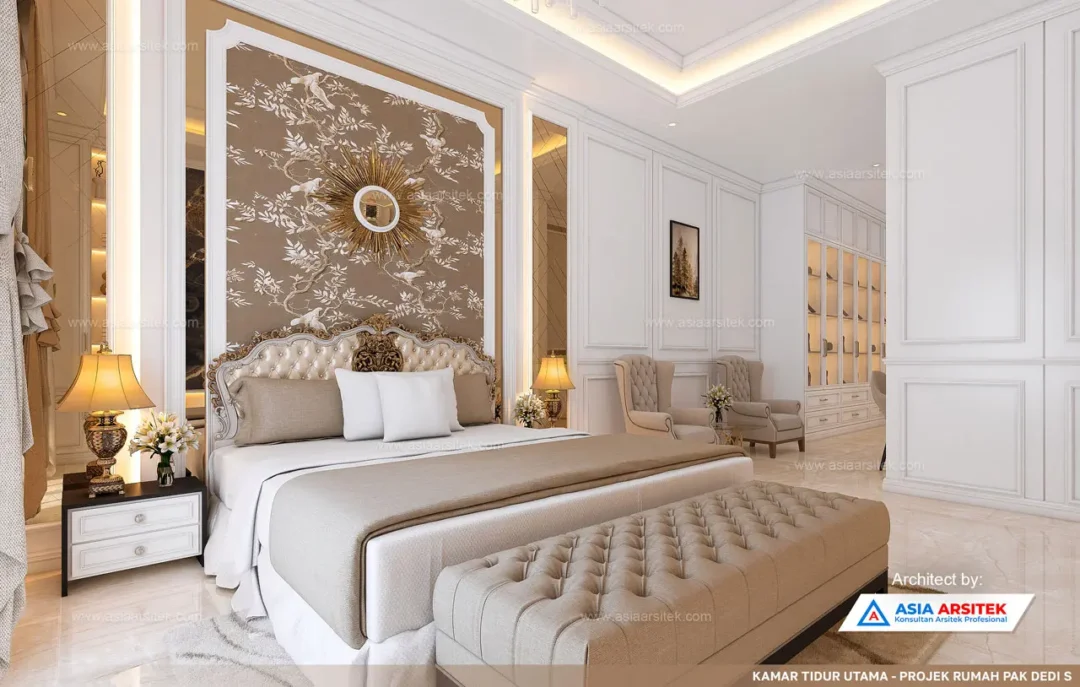 Jasa Desain Rumah Mewah Klasik di Palembang kamar tidur