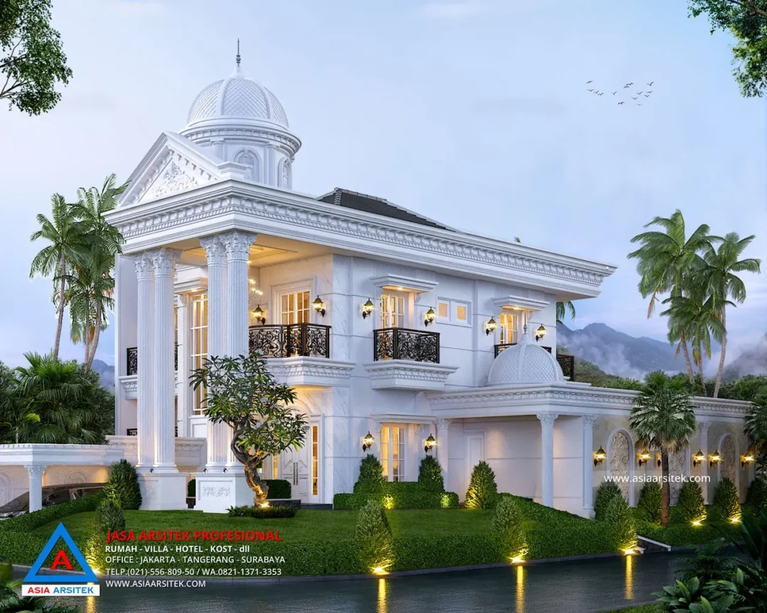 Jasa Desain Rumah Mewah Klasik di Palembang samping kanan