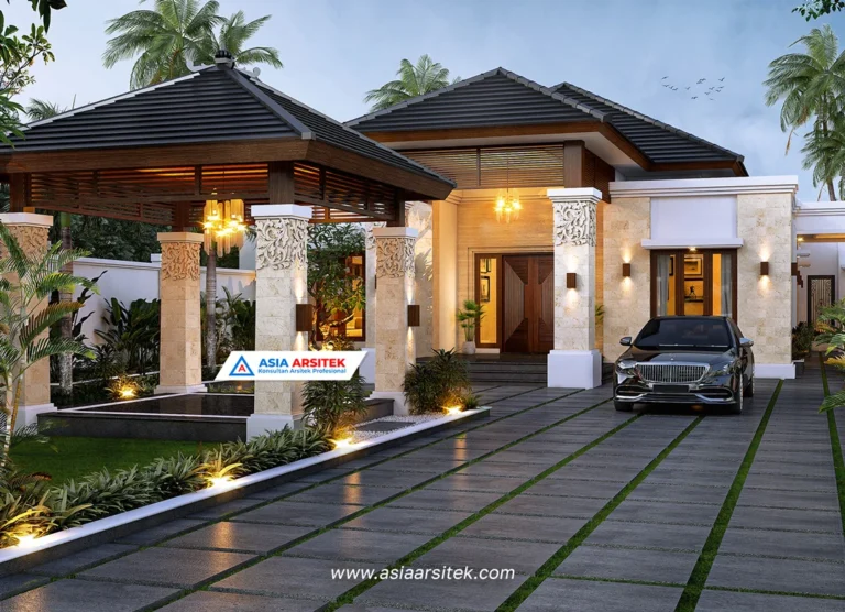 Jasa Konsultan Arsitek Desain Rumah Mewah Tropis Bali 1 Lantai