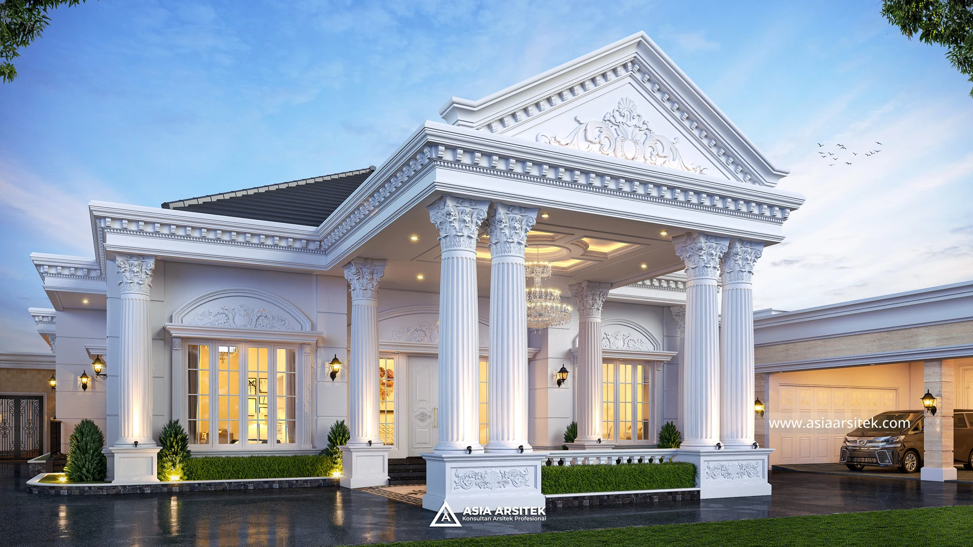 Jasa Konsultan Arsitek Desain Rumah Mewah 27924 Klasik 1 Lantai