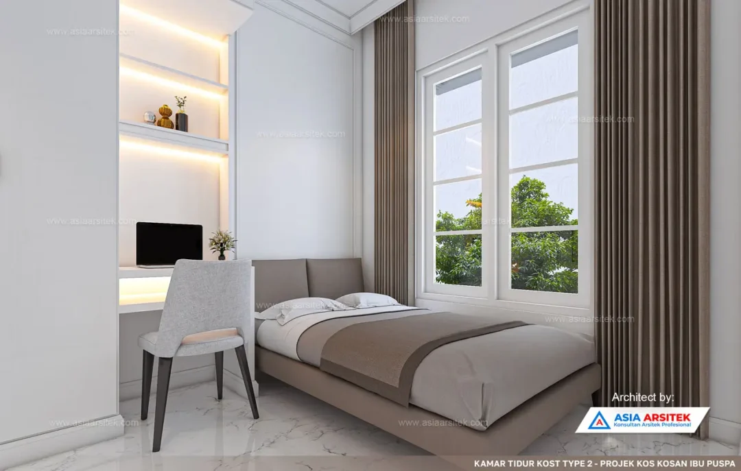 Jasa Arsitek Desain Kos Kosan 3 Lantai di Serpong Utara Tangerang Selatan kamar tidur kost 2