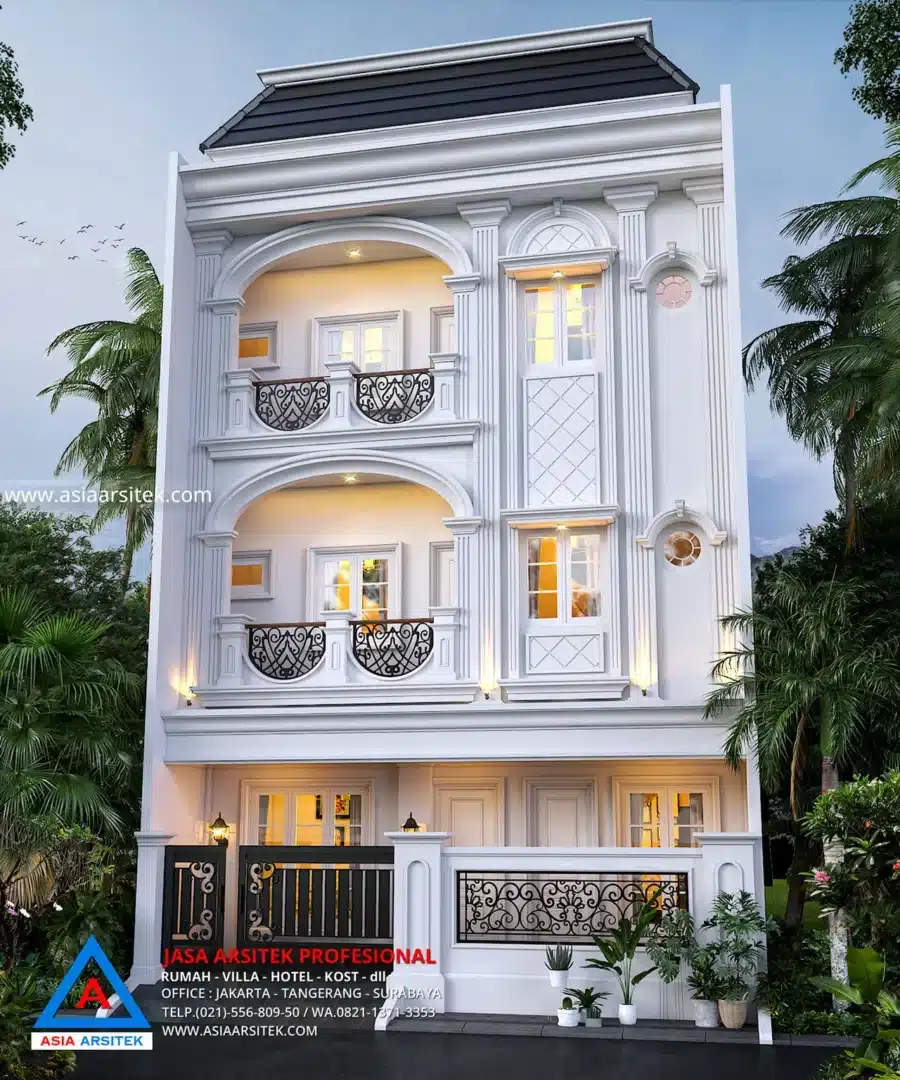 Jasa Arsitek Desain Kos Kosan 4 Lantai di Grogol Petamburan Jakarta Barat fasad