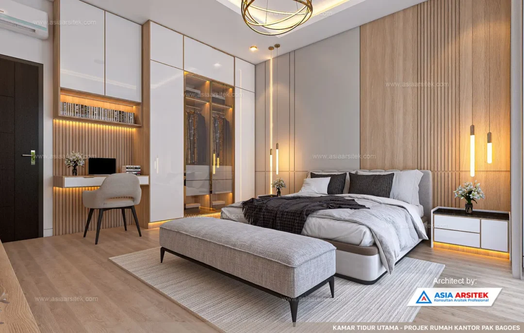 Jasa Arsitek Desain Rumah Kantor 5 Lantai di Sawah Besar Jakarta Pusat kamar tidur utama