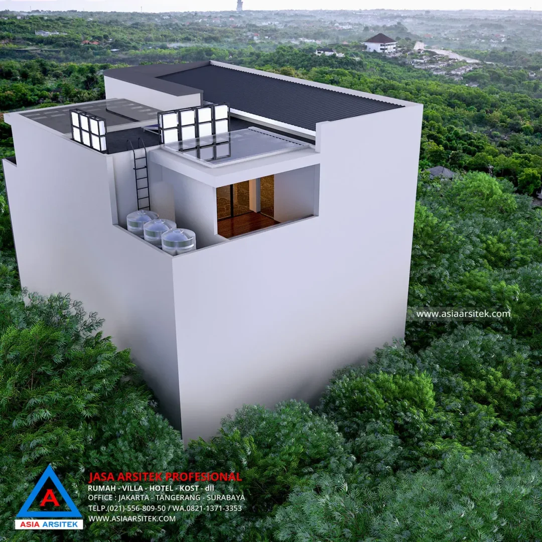 Jasa Arsitek Desain Rumah Kantor 5 Lantai di Sawah Besar Jakarta Pusat belakang atas
