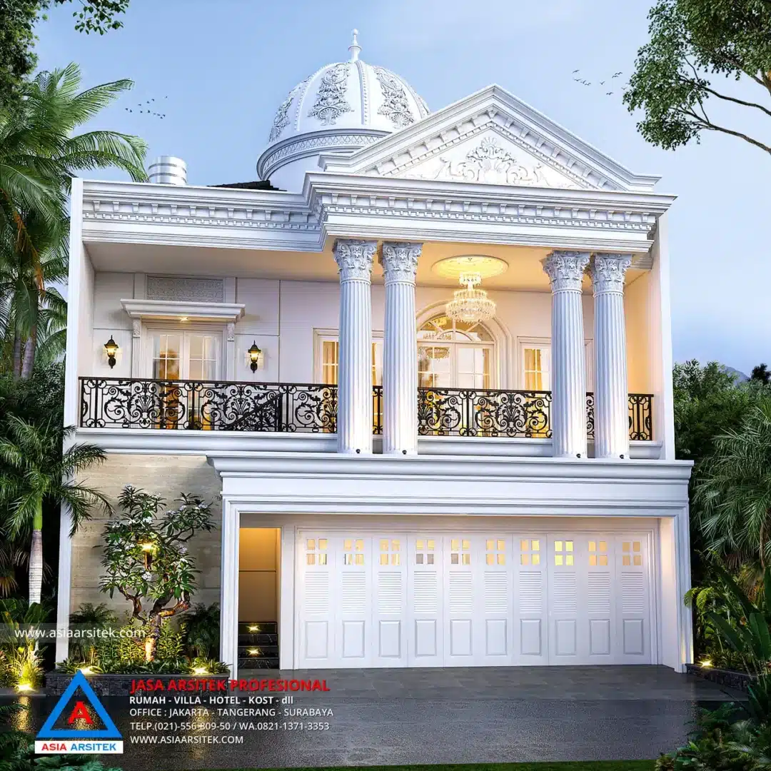 Jasa Arsitek Desain Rumah Klasik 2 Lantai di Bojonggede Bogor depan