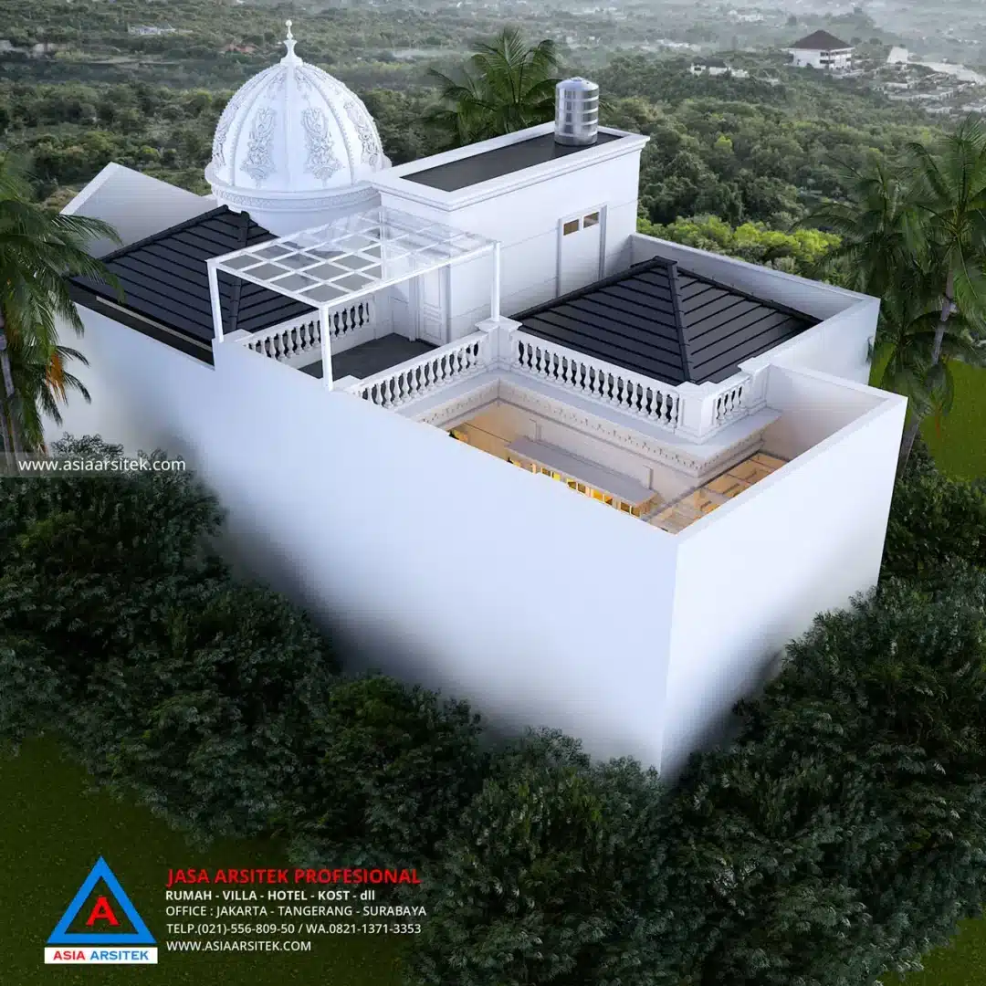 Jasa Arsitek Desain Rumah Klasik 2 Lantai di Bojonggede Bogor atas belakang