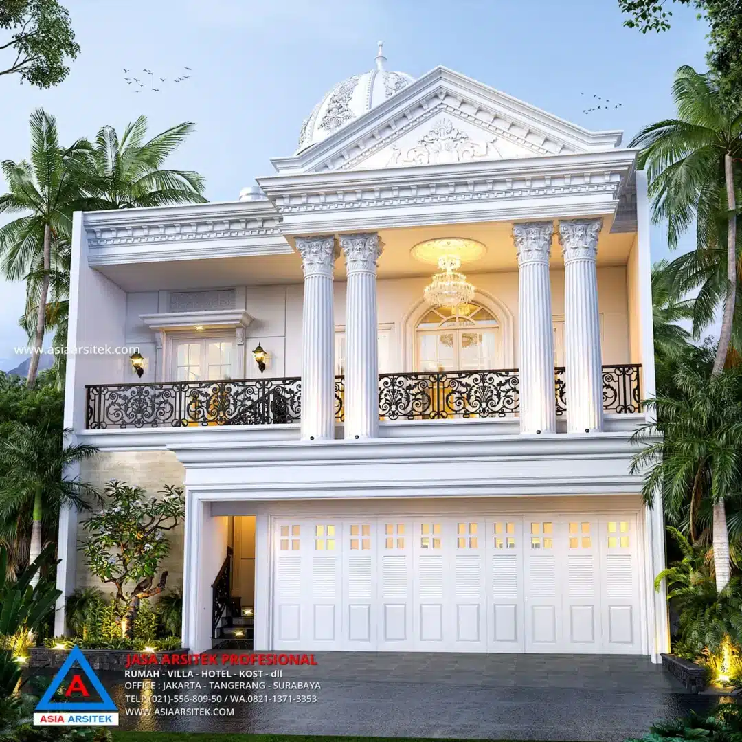Jasa Arsitek Desain Rumah Klasik 2 Lantai di Bojonggede Bogor fasad