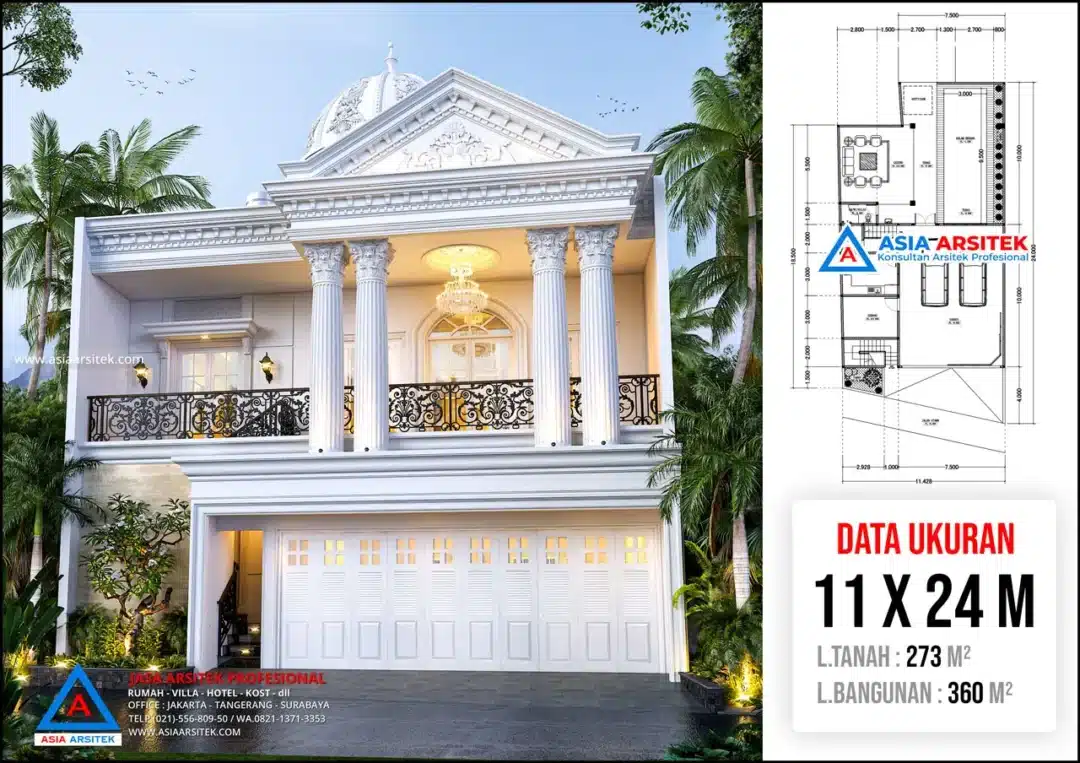 Jasa Arsitek Desain Rumah Klasik 2 Lantai di Bojonggede Bogor