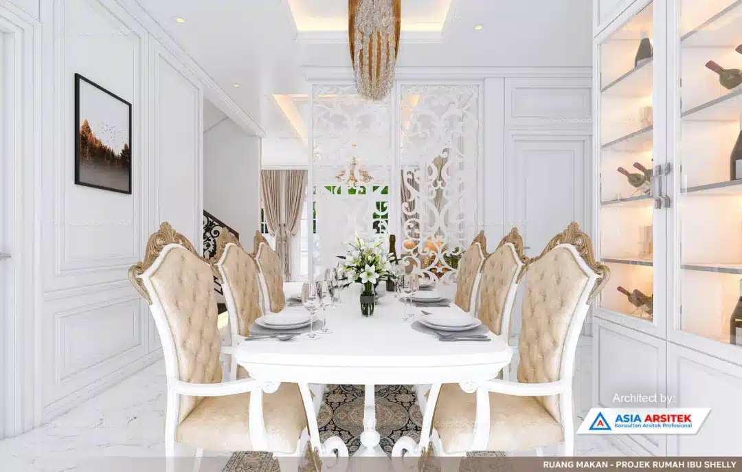 Jasa Arsitek Desain Rumah Klasik 2 Lantai di Jambi Sumatera ruang makan