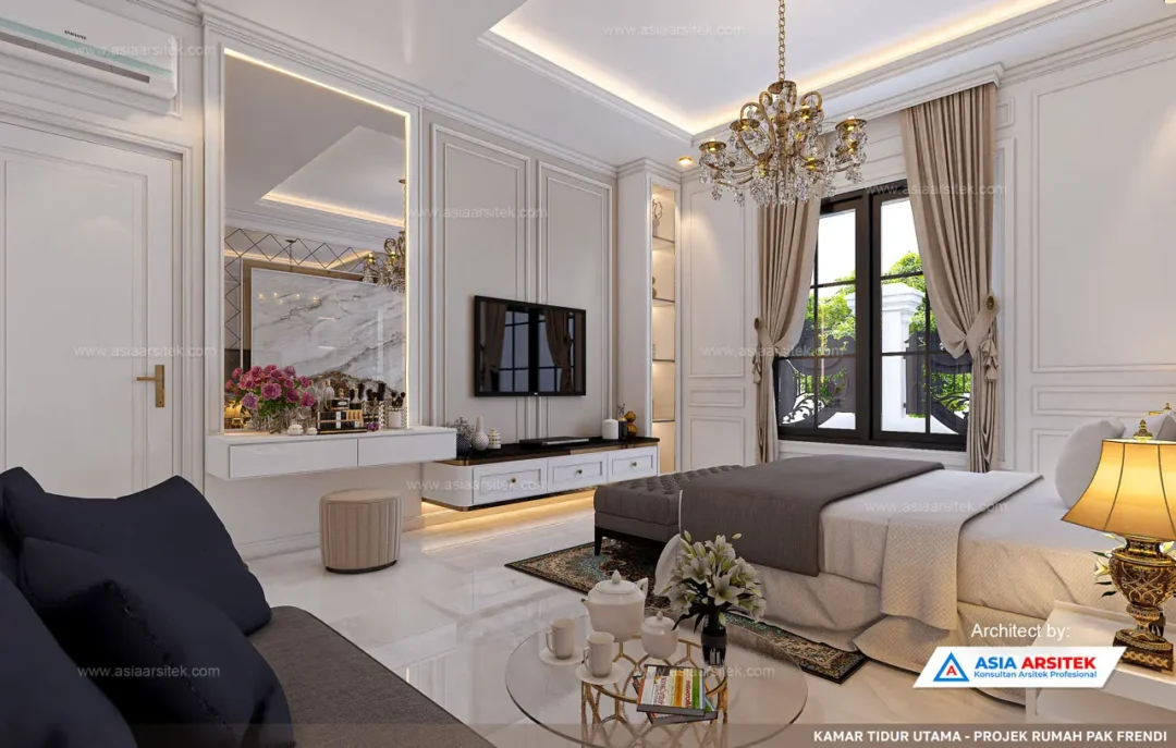 Jasa Arsitek Desain Rumah Mewah Klasik 2 Lantai di Ilir Timur I Palembang kamar