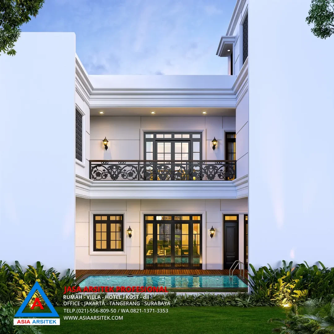 Jasa Arsitek Desain Rumah Mewah Klasik 2 Lantai di Ilir Timur I Palembang belakang