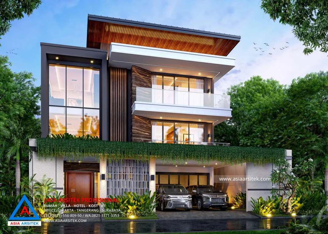 Jasa Arsitek Desain Rumah Mewah Modern 3 Lantai di Bekasi fasad