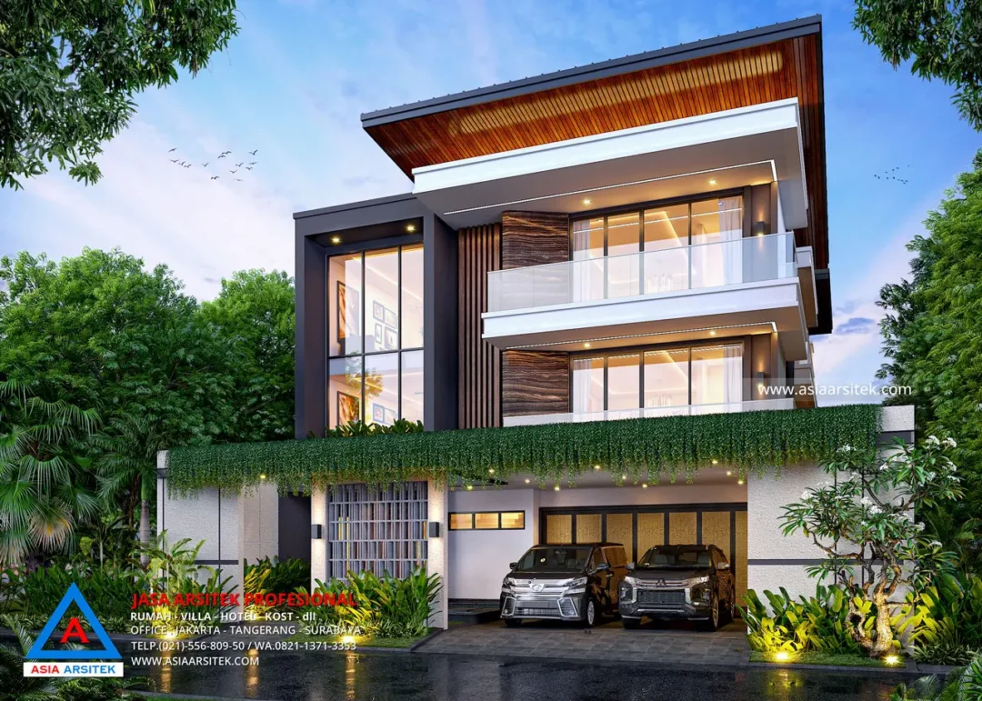 Jasa Arsitek Desain Rumah Mewah Modern 3 Lantai di Bekasi tampak depan
