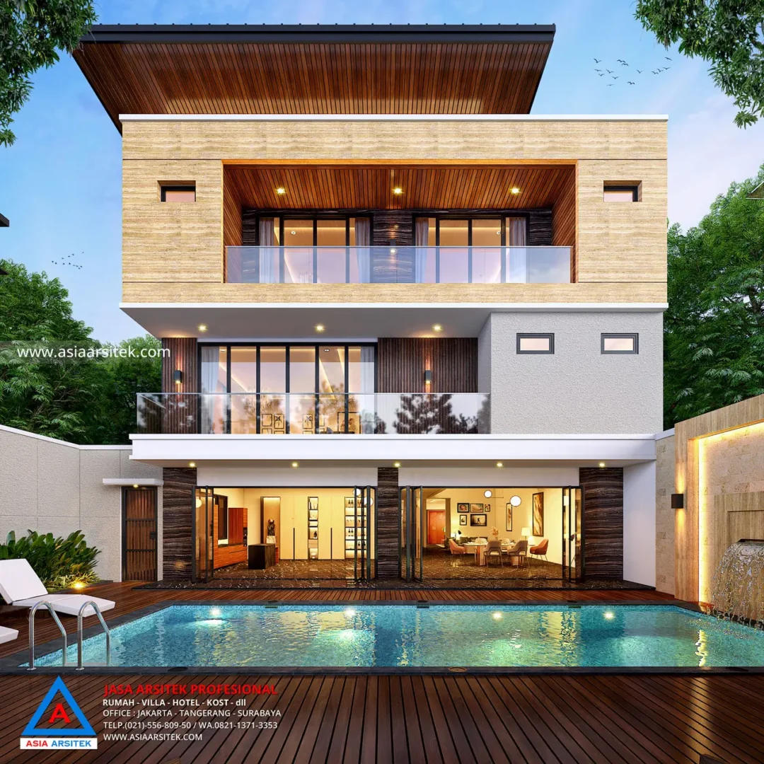 Jasa Arsitek Desain Rumah Mewah Modern 3 Lantai di Bekasi belakang