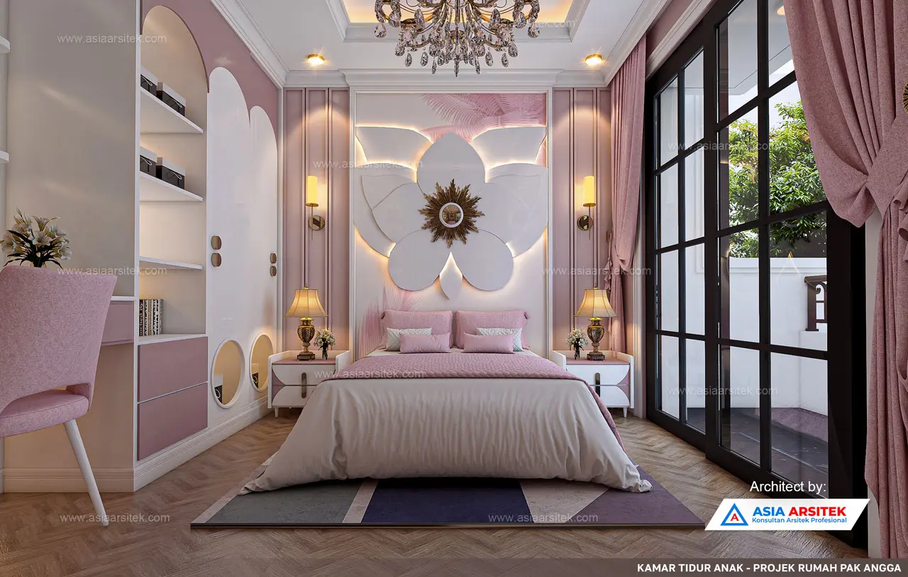 Jasa Arsitek Desain Rumah Mewah Tropis 2 Lantai di Bandung kamar tidur anak