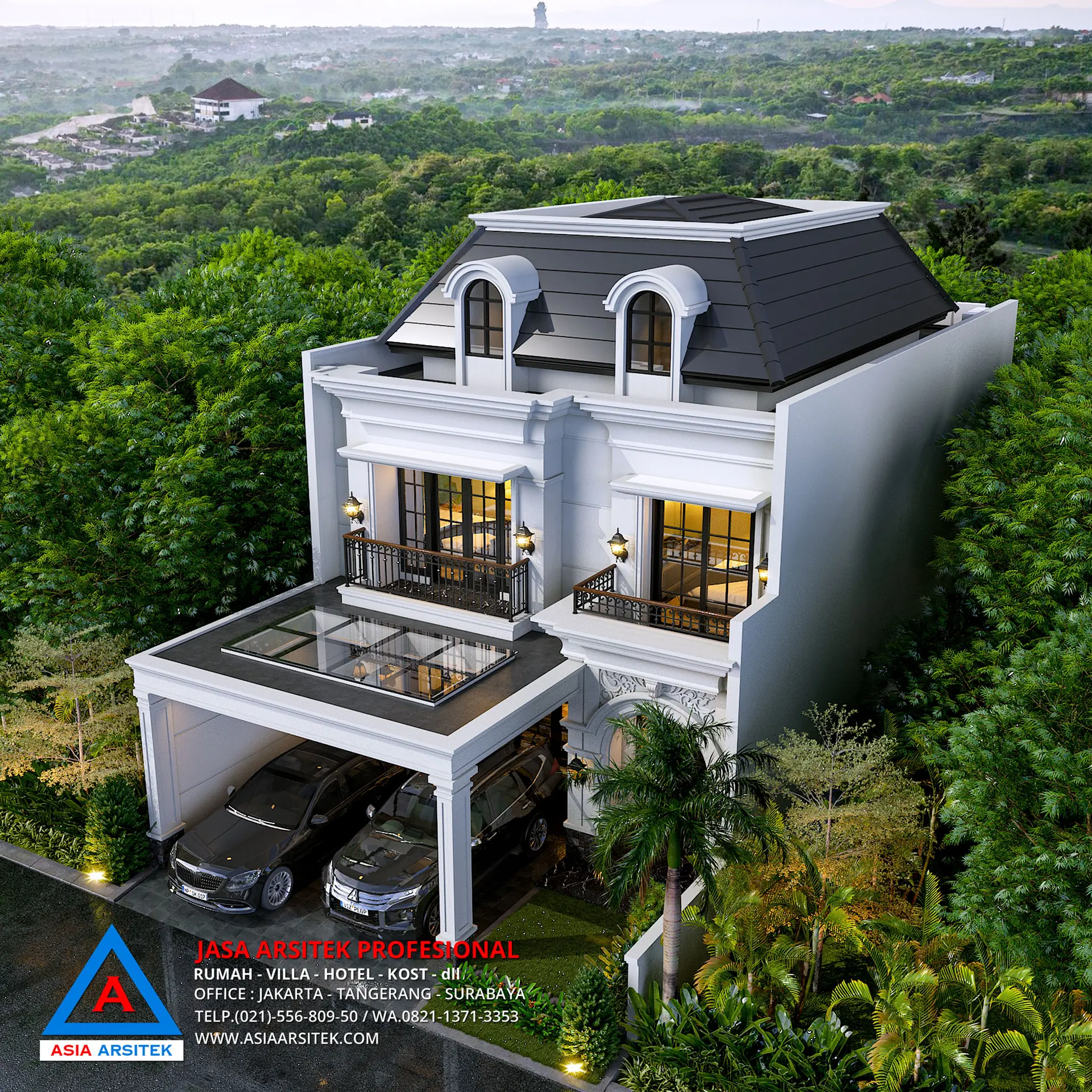 Jasa Arsitek Desain Rumah Mewah Tropis 2 Lantai di Bandung atas