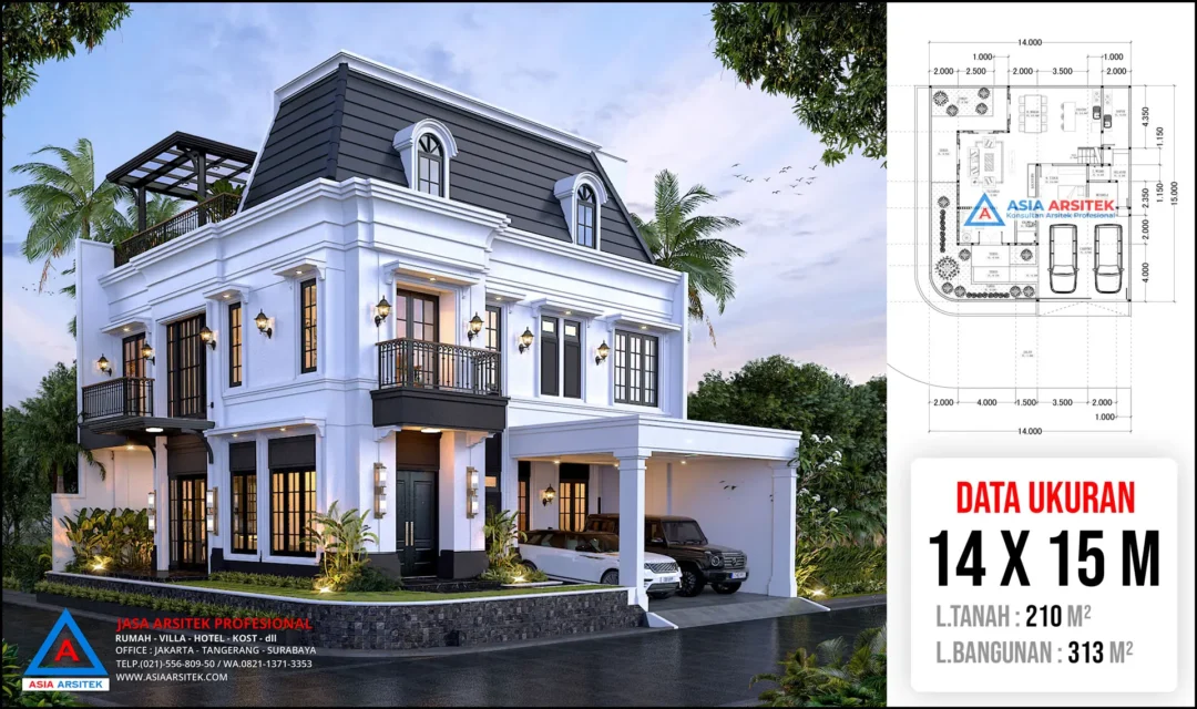 Jasa Arsitek Desain Rumah Mewah Tropis 3 Lantai di Solok Sumatera Barat