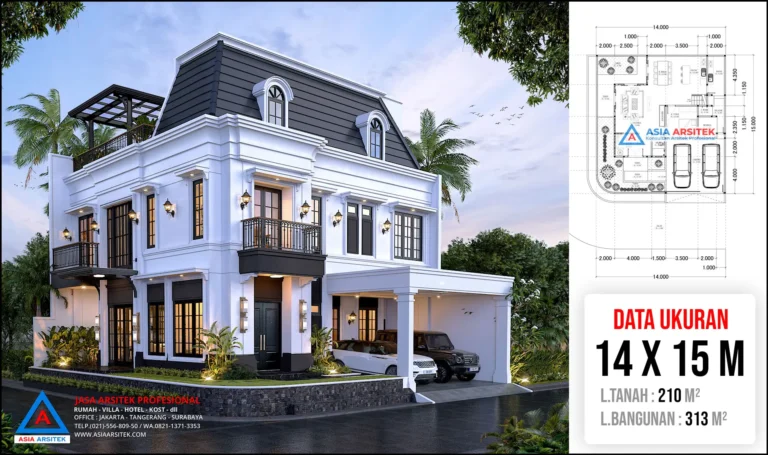Jasa Arsitek Desain Rumah Mewah Tropis 3 Lantai di Solok Sumatera Barat