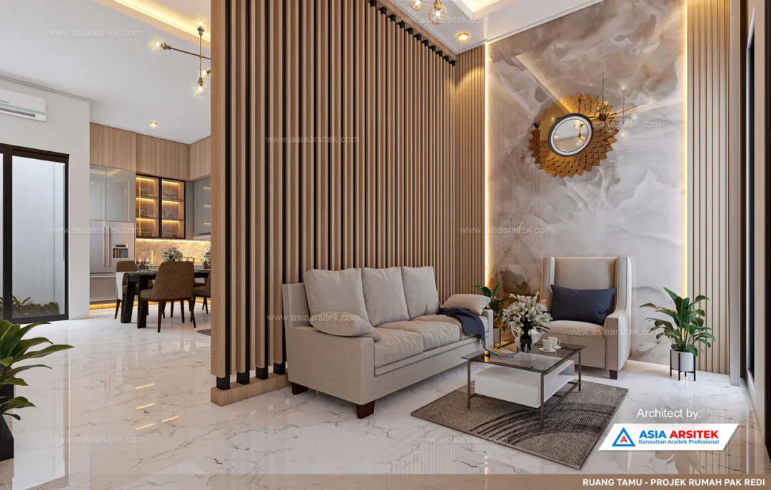 Jasa Arsitek Desain Rumah Minimalis 2 Lantai di Bogor Barat ruang tamu