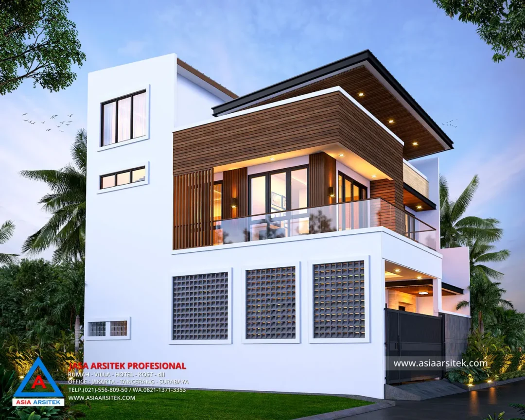 Jasa Arsitek Desain Rumah Minimalis 2 Lantai di Bogor Barat tampak kiri