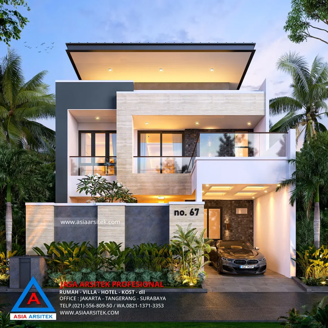 Jasa Arsitek Desain Rumah Minimalis 2 Lantai di Cipondoh Tangerang depan
