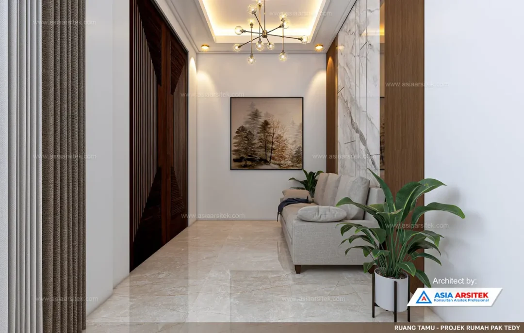 Jasa Arsitek Desain Rumah Minimalis 2 Lantai di Cipondoh Tangerang ruang tamu