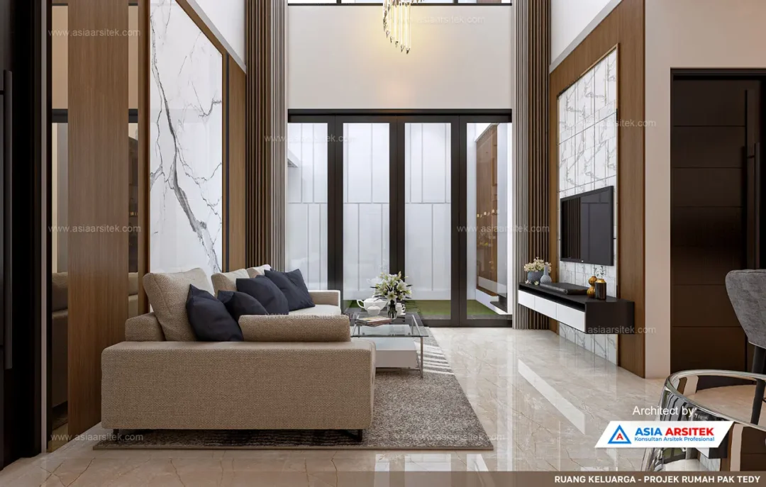 Jasa Arsitek Desain Rumah Minimalis 2 Lantai di Cipondoh Tangerang ruang keluarga