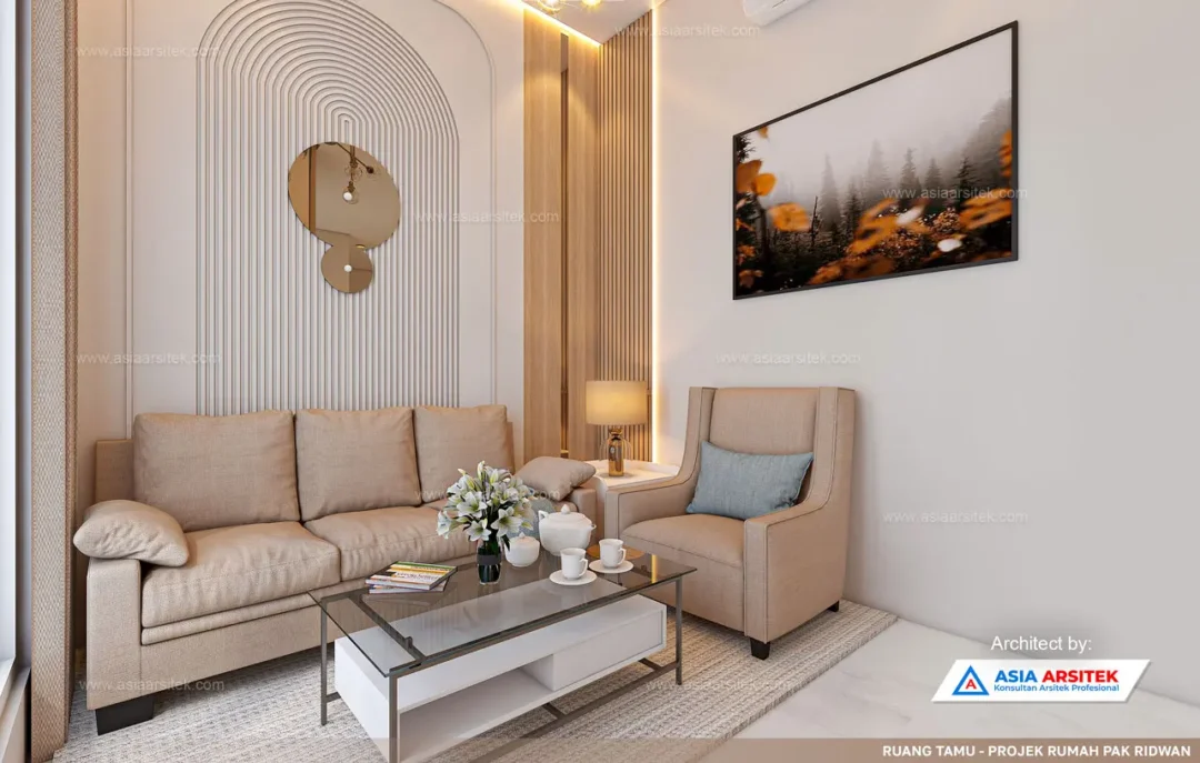 Jasa Arsitek Desain Rumah Minimalis 2 Lantai di Gresik Jawa Timur ruang tamu
