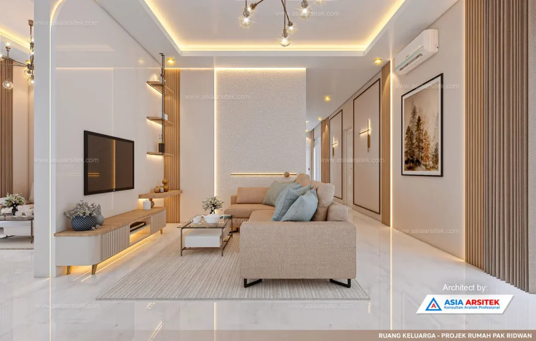 Jasa Arsitek Desain Rumah Minimalis 2 Lantai di Gresik Jawa Timur ruang keluarga