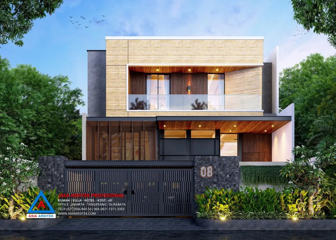 Tampak Depan Jasa Arsitek Desain Rumah Minimalis Modern 3 Lantai di Bekasi