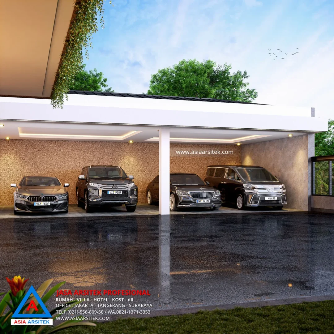 Jasa Arsitek Desain Rumah Modern 2 Lantai di Bekasi garasi