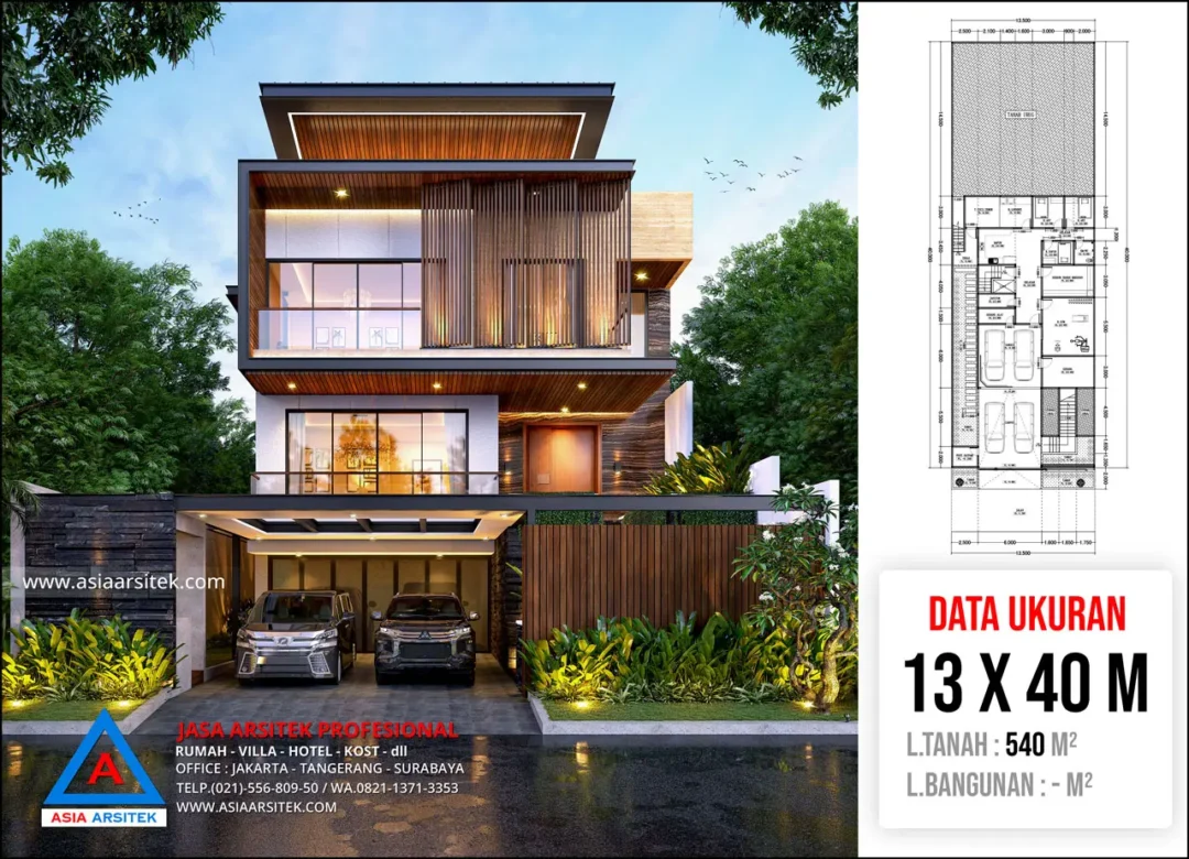 Jasa Desain Rumah Modern 3 Lantai Dengan Kolam Renang