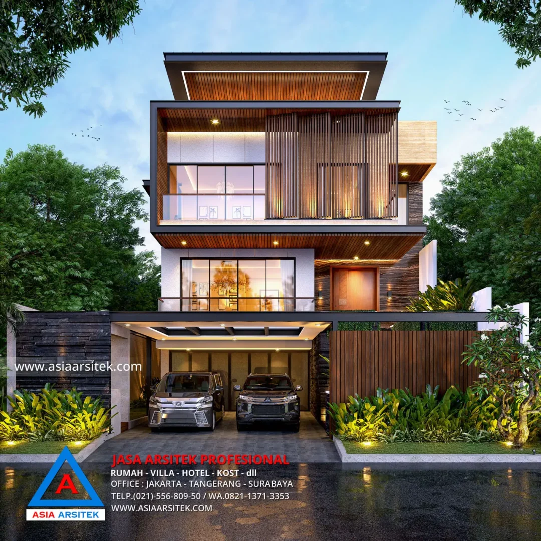 Jasa Desain Rumah Modern 3 Lantai Dengan Kolam Renang dp tp pg