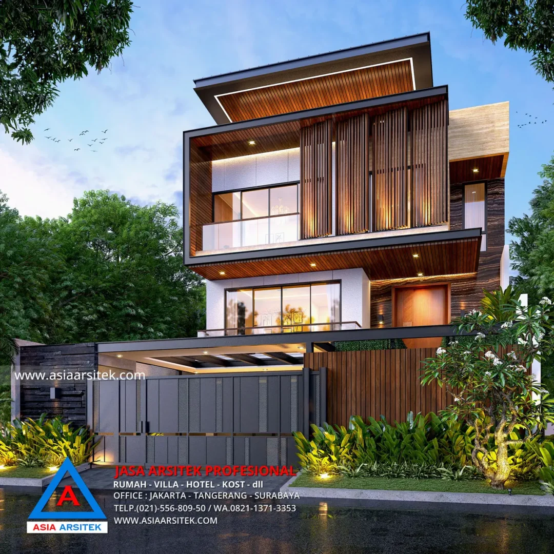 Jasa Desain Rumah Modern 3 Lantai Dengan Kolam Renang rgh