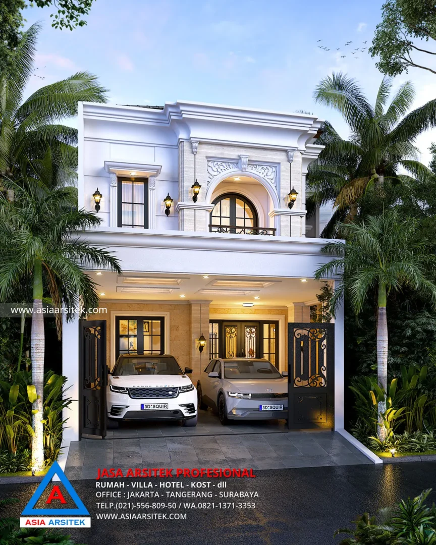 Jasa Arsitek Desain Rumah Tropis 2 Lantai di Tangerang tampak depan