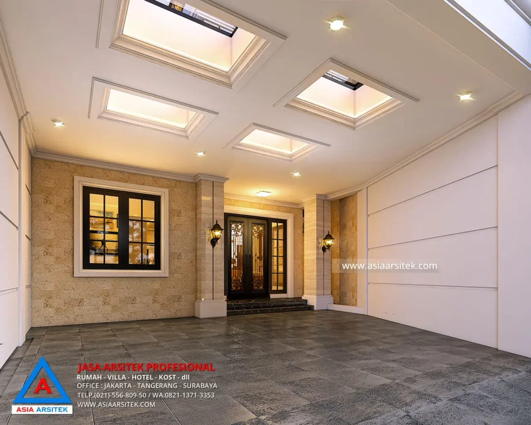 Jasa Arsitek Desain Rumah Tropis 2 Lantai di Tangerang carport